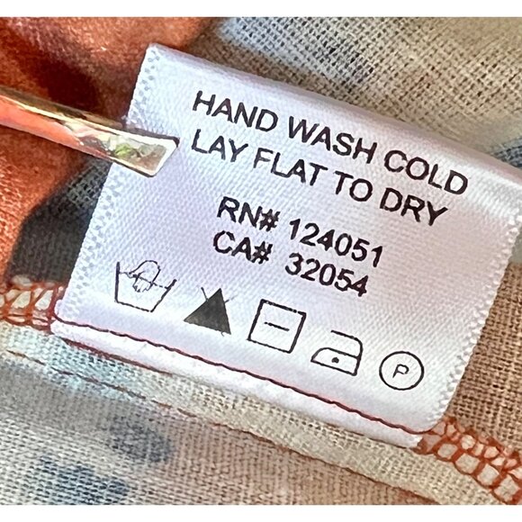 Anthropologie Porridge Skirt Size M Tie Pockets Rust Blue Off White Belt Cotton - Picture 10 of 12